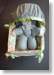 Berceau en bois & tissu avec bébé